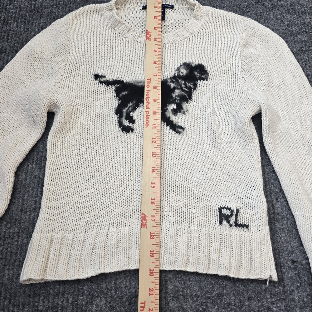 Ralph Lauren Sport Dog Sweater 2001 Knit Crewneck Cream Vintage Women's Small - Picture 4 of 7